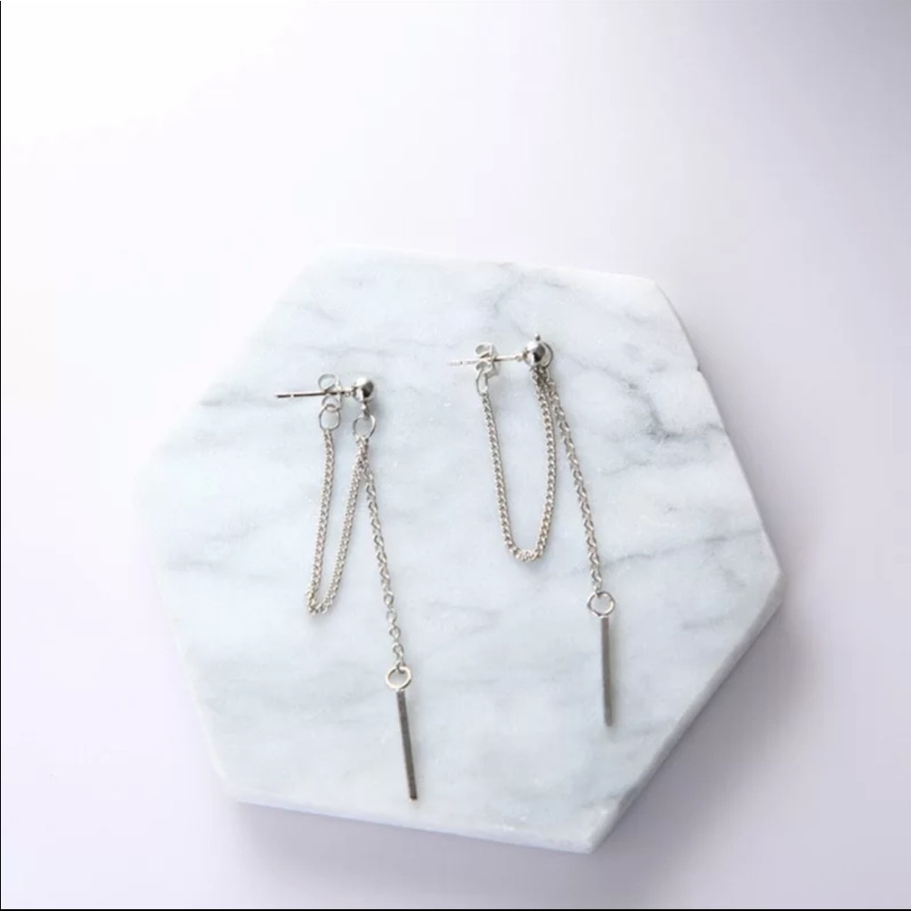 • Wendy • Chain Tassel Front/Back Earrings - Picture 2 of 3